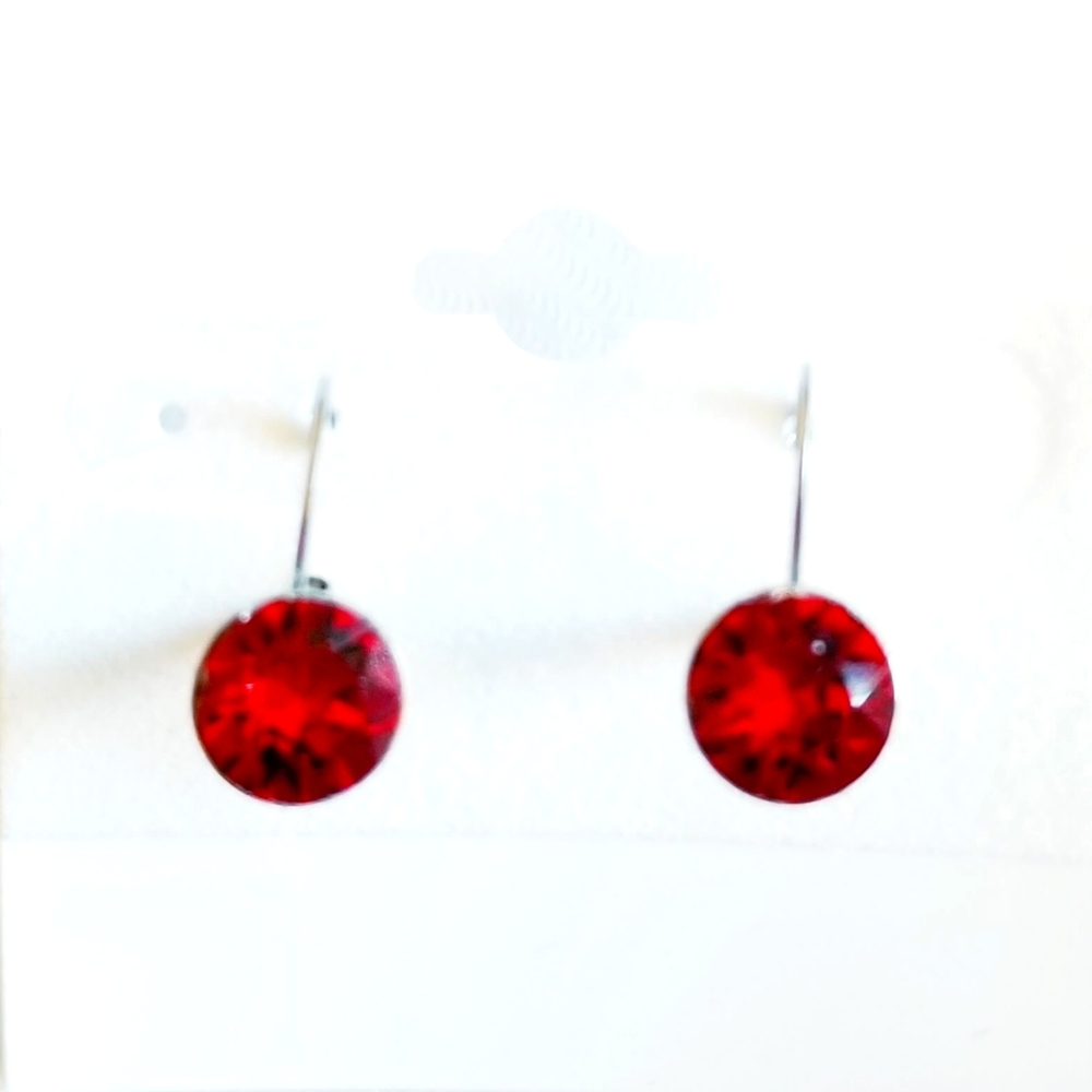 Birthstone July Ruby Crystal Earrings